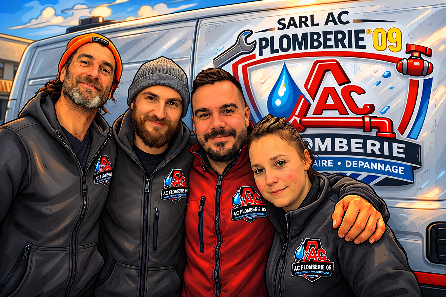 Équipe et véhicule AC Plomberie 09